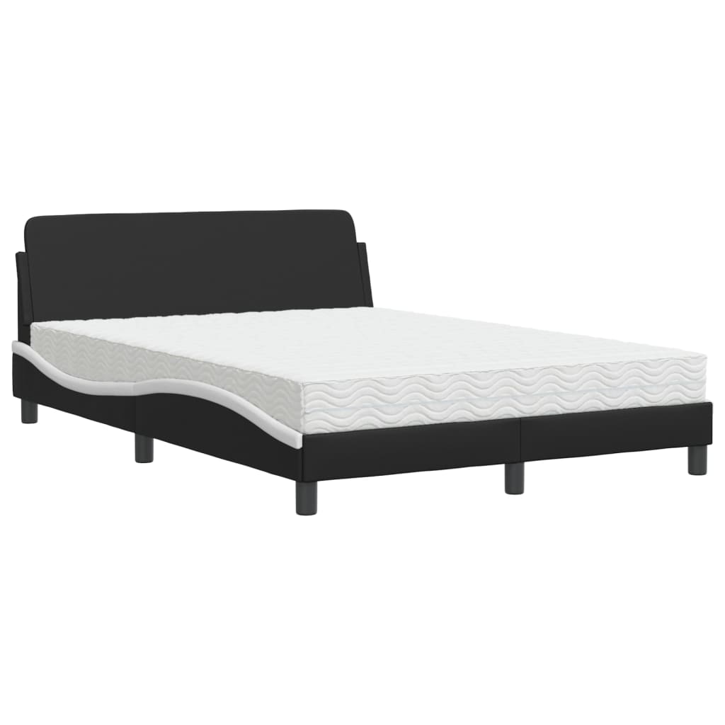 Letto con Materasso Dover Nero e Bianco 140x200 cm in Similpelle - homemem39