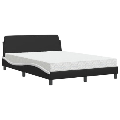 Letto con Materasso Dover Nero e Bianco 140x200 cm in Similpelle - homemem39