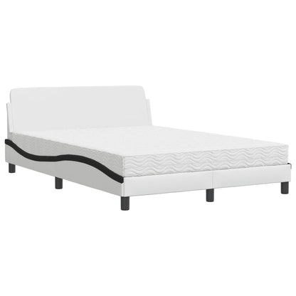 Letto con Materasso Dover Bianco e Nero 140x200 cm in Similpelle - homemem39