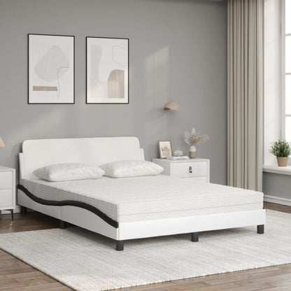 Letto con Materasso Dover Bianco e Nero 140x200 cm in Similpelle - homemem39
