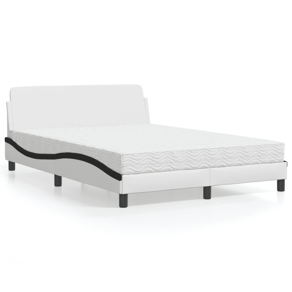 Letto con Materasso Dover Bianco e Nero 140x200 cm in Similpelle - homemem39