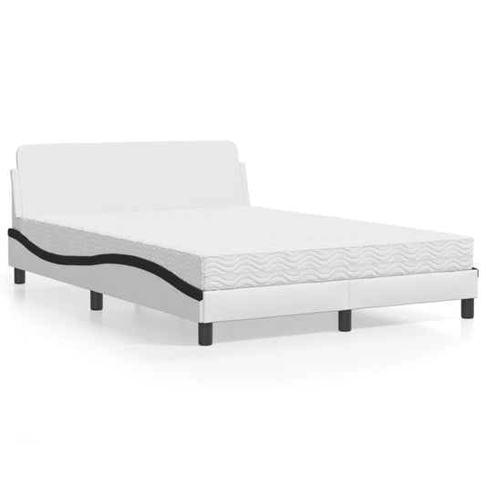 Letto con Materasso Dover Bianco e Nero 140x200 cm in Similpelle - homemem39