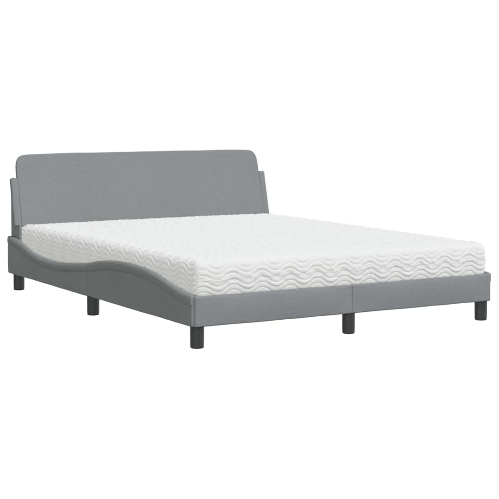 Letto con Materasso Dover Grigio Chiaro160x200 cm Tessuto - homemem39