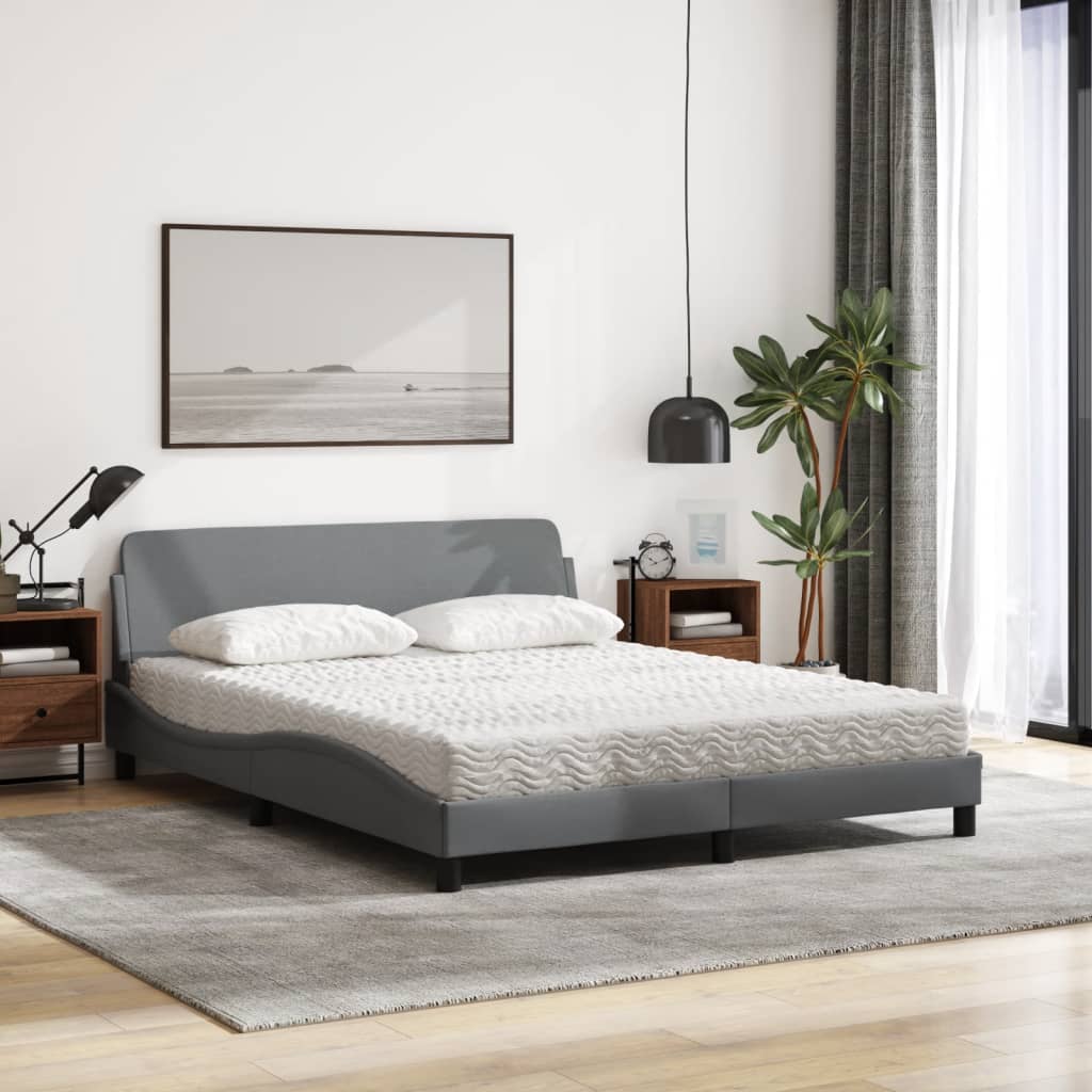 Letto con Materasso Dover Grigio Chiaro160x200 cm Tessuto - homemem39