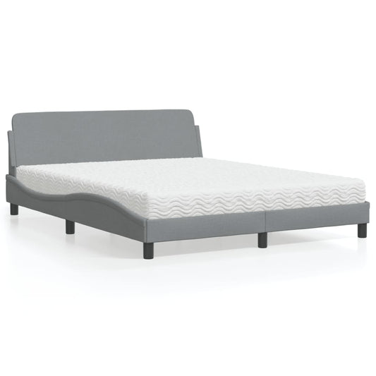 Letto con Materasso Dover Grigio Chiaro160x200 cm Tessuto - homemem39
