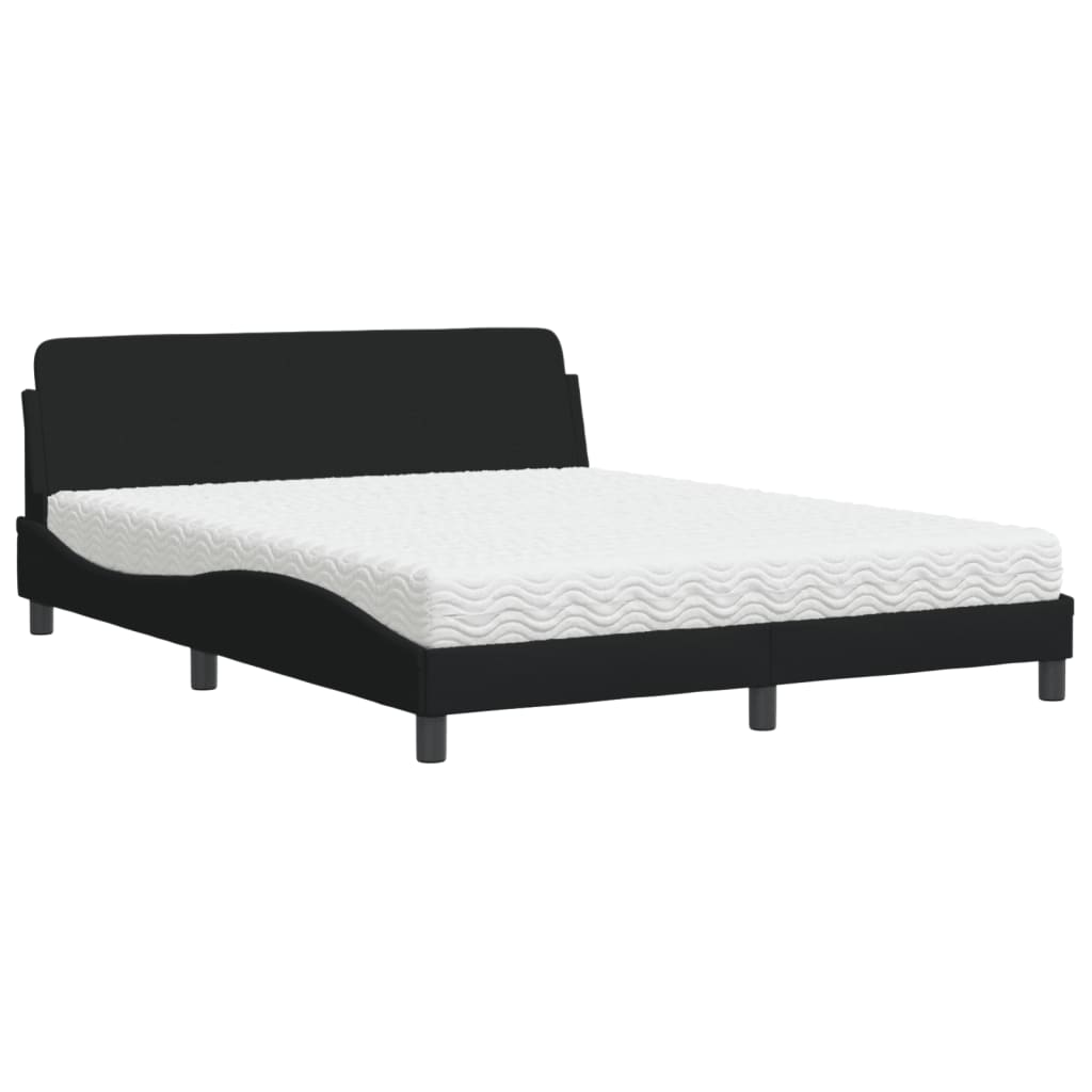 Letto con Materasso Dover Nero 160x200 cm in Tessuto - homemem39