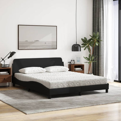 Letto con Materasso Dover Nero 160x200 cm in Tessuto - homemem39