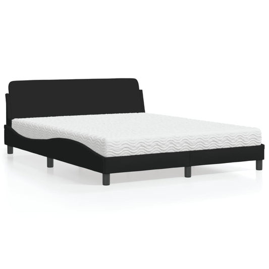Letto con Materasso Dover Nero 160x200 cm in Tessuto - homemem39