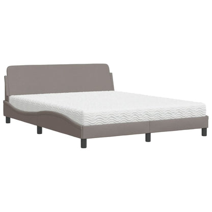 Bed with Dove Gray Mattress 160x200 cm in Fabric