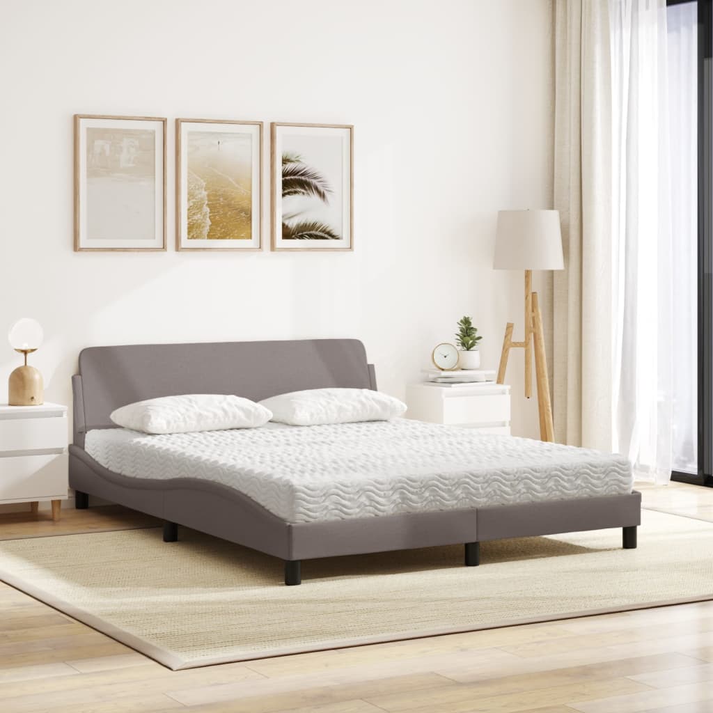 Bed with Dove Gray Mattress 160x200 cm in Fabric