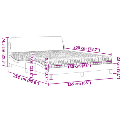 Letto con Materasso Tortora 160x200 cm in Tessuto