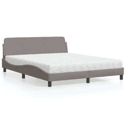 Bed with Dove Gray Mattress 160x200 cm in Fabric