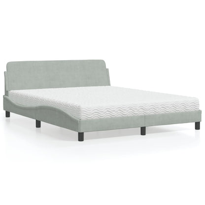 Letto con Materasso Dover Grigio Chiaro 160x200 cm in Velluto - homemem39