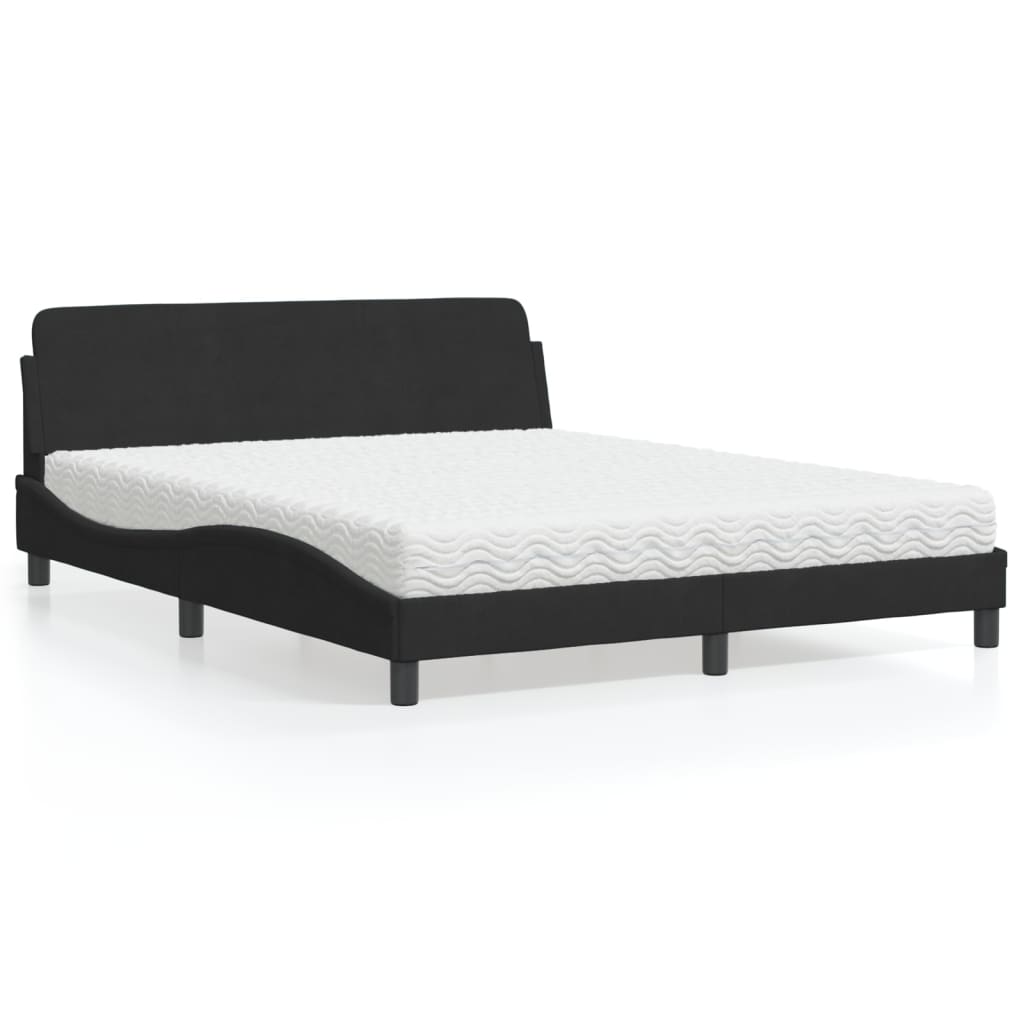 Letto con Materasso Dover Nero 160x200 cm in Velluto - homemem39