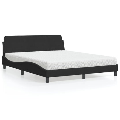 Letto con Materasso Dover Nero 160x200 cm in Velluto - homemem39