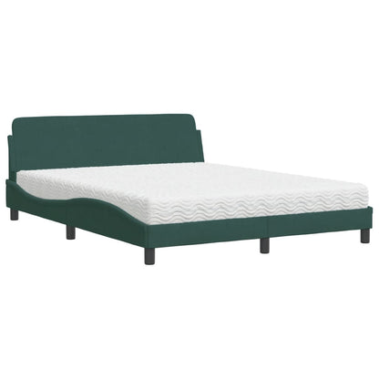 Letto con Materasso Dover Verde Scuro 160x200 cm in Velluto - homemem39
