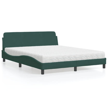 Letto con Materasso Dover Verde Scuro 160x200 cm in Velluto - homemem39