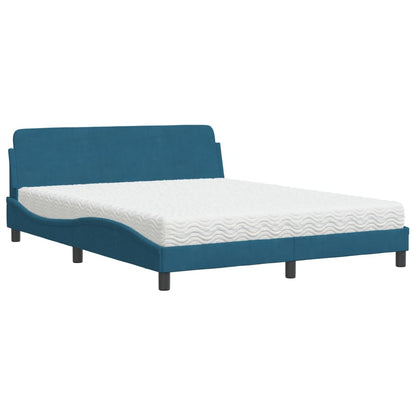 Letto con Materasso Dover Blu 160x200 cm in Velluto - homemem39
