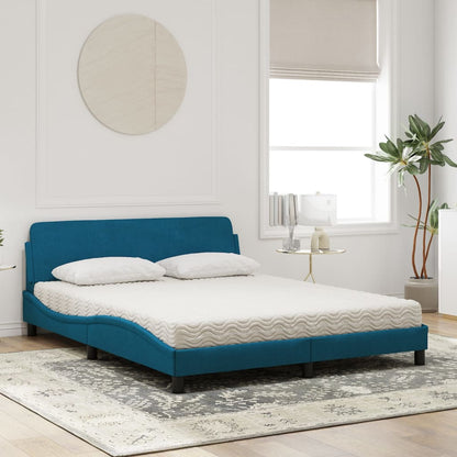 Letto con Materasso Dover Blu 160x200 cm in Velluto - homemem39