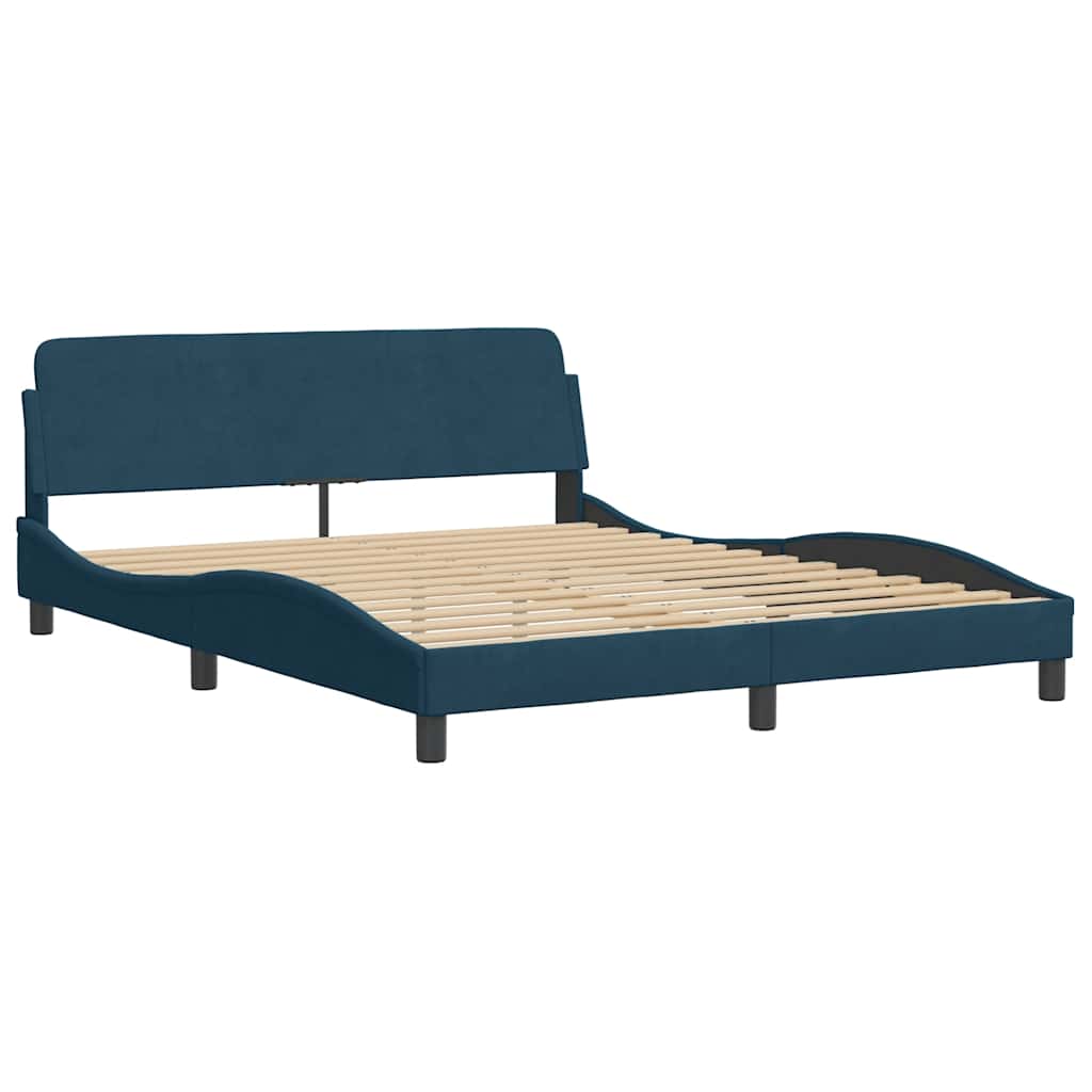 Letto con Materasso Dover Blu 160x200 cm in Velluto
