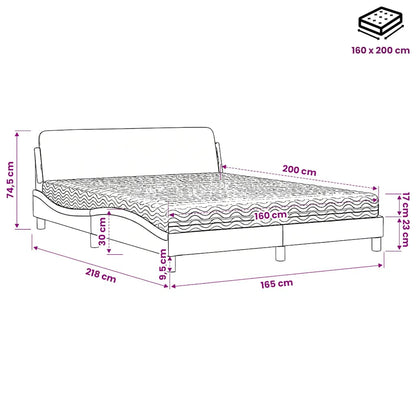 Letto con Materasso Dover Blu 160x200 cm in Velluto