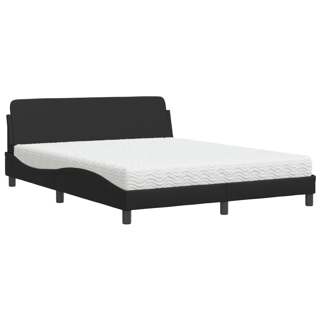 Letto con Materasso Dover Nero 160x200 cm in Similpelle - homemem39