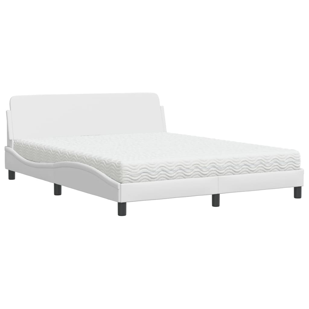 Letto con Materasso Dover Bianco 160x200 cm in Similpelle - homemem39
