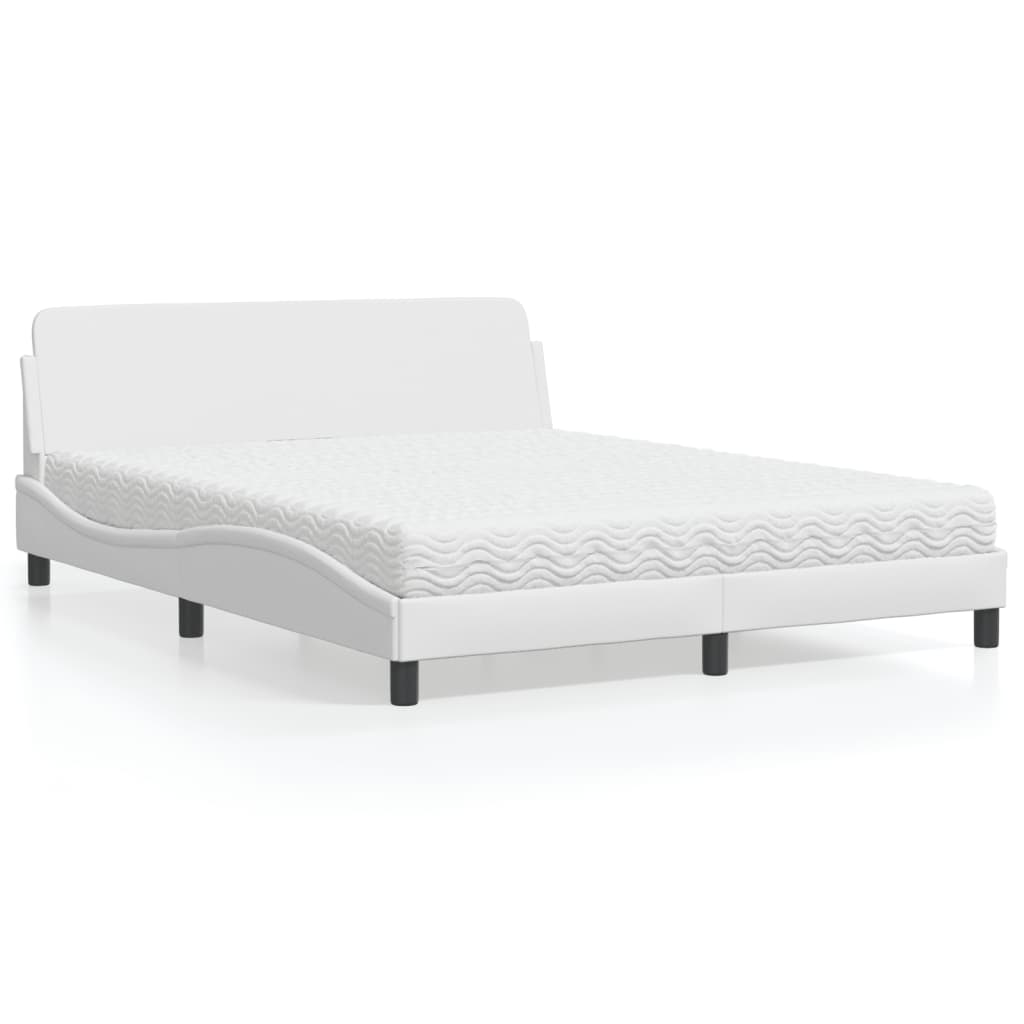 Letto con Materasso Dover Bianco 160x200 cm in Similpelle - homemem39