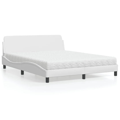 Letto con Materasso Dover Bianco 160x200 cm in Similpelle - homemem39