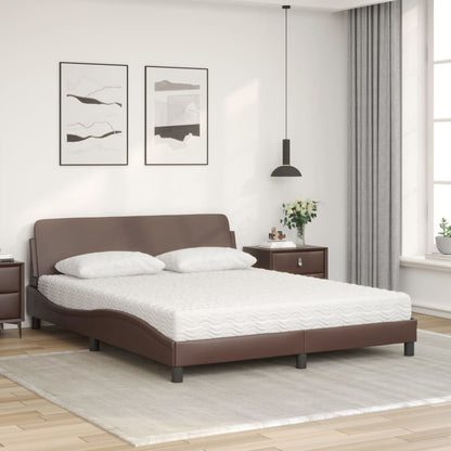 Letto con Materasso Dover Marrone 160x200cm in Similpelle - homemem39