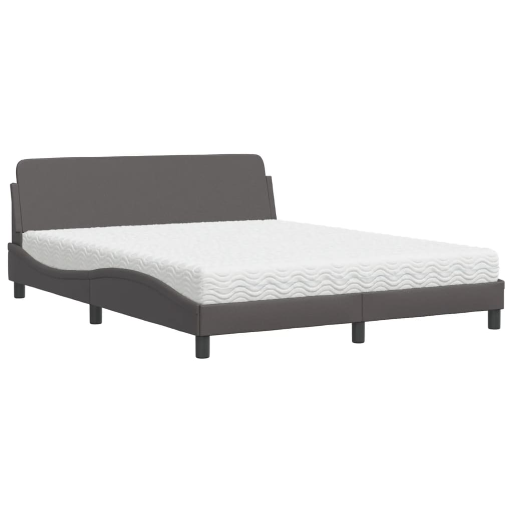 Letto con Materasso Dover Grigio 160x200 cm in Similpelle - homemem39