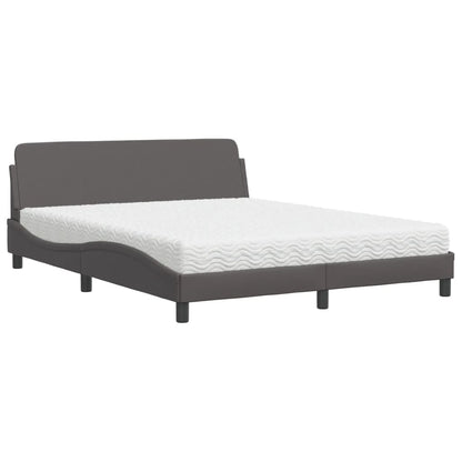 Letto con Materasso Dover Grigio 160x200 cm in Similpelle - homemem39