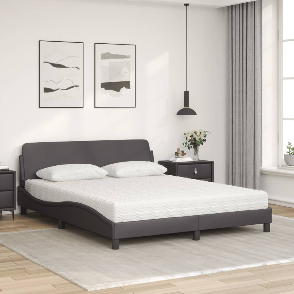 Letto con Materasso Dover Grigio 160x200 cm in Similpelle - homemem39