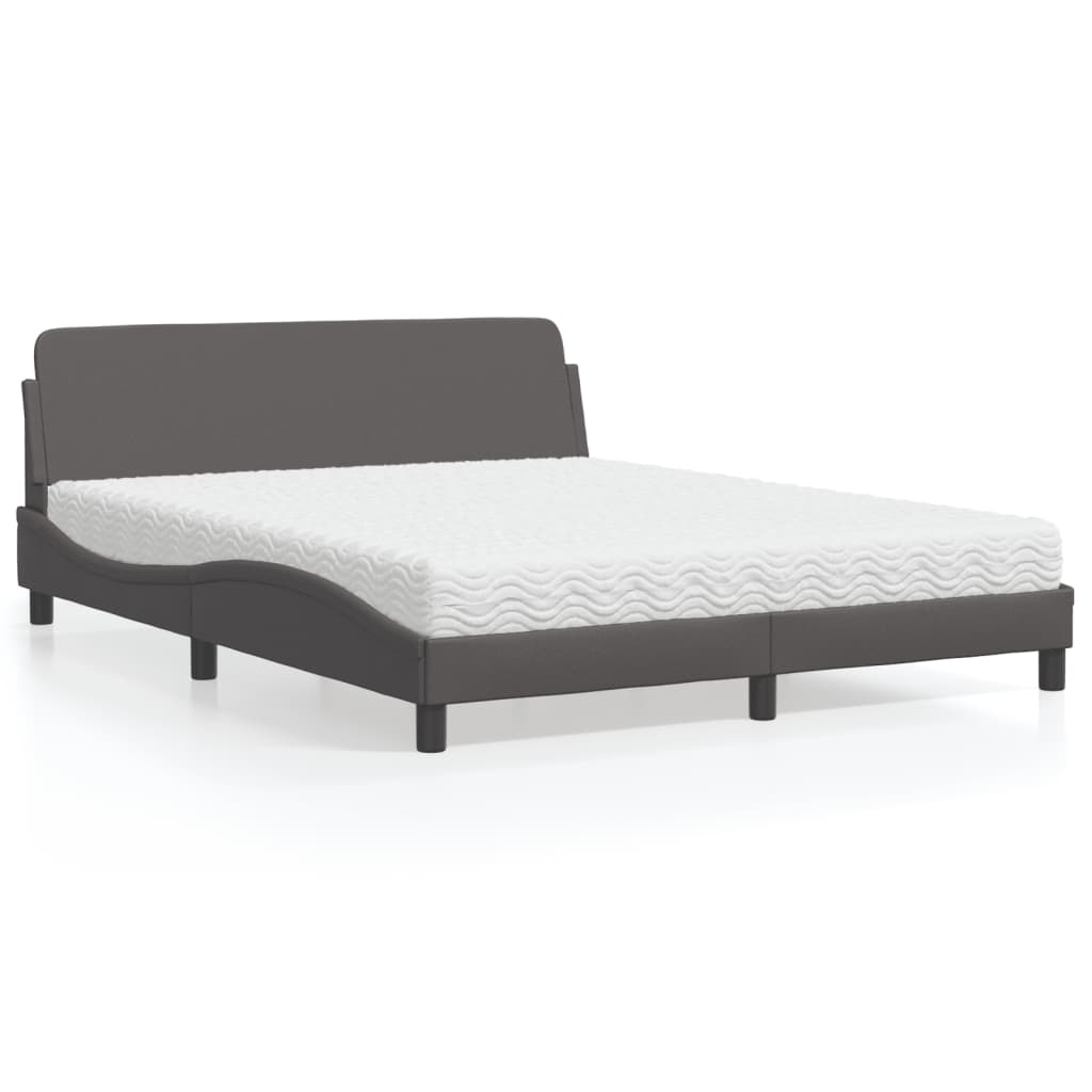 Letto con Materasso Dover Grigio 160x200 cm in Similpelle - homemem39