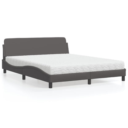 Letto con Materasso Dover Grigio 160x200 cm in Similpelle - homemem39