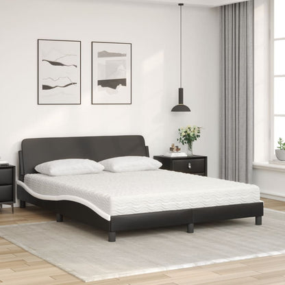 Letto con Materasso Dover Nero e Bianco 160x200cm Similpelle - homemem39