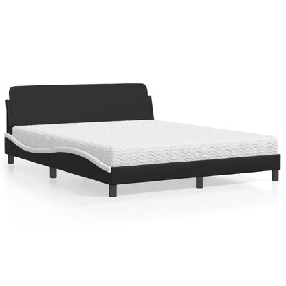 Letto con Materasso Dover Nero e Bianco 160x200cm Similpelle - homemem39