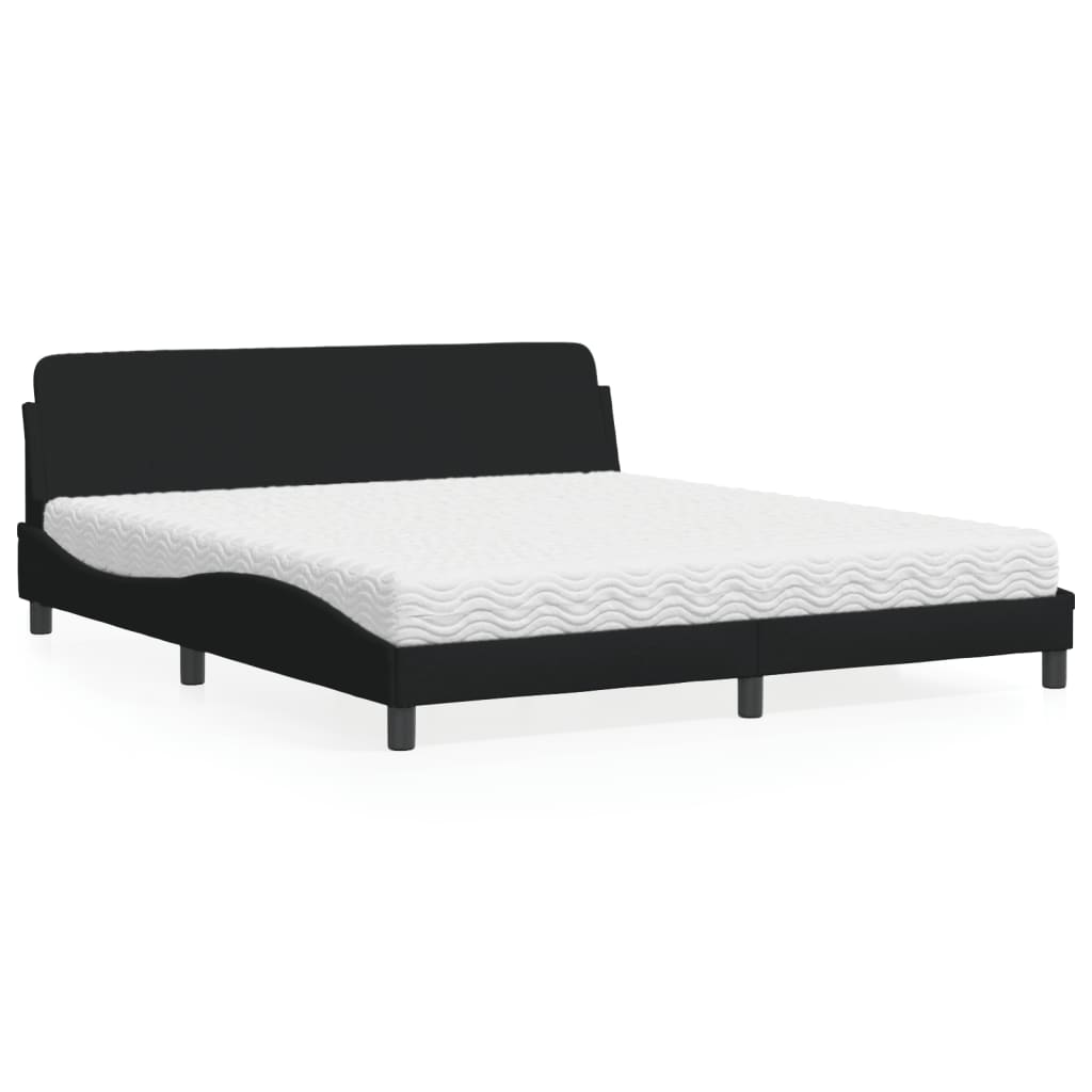 Letto con Materasso Dover Nero 180x200 cm in Tessuto - homemem39