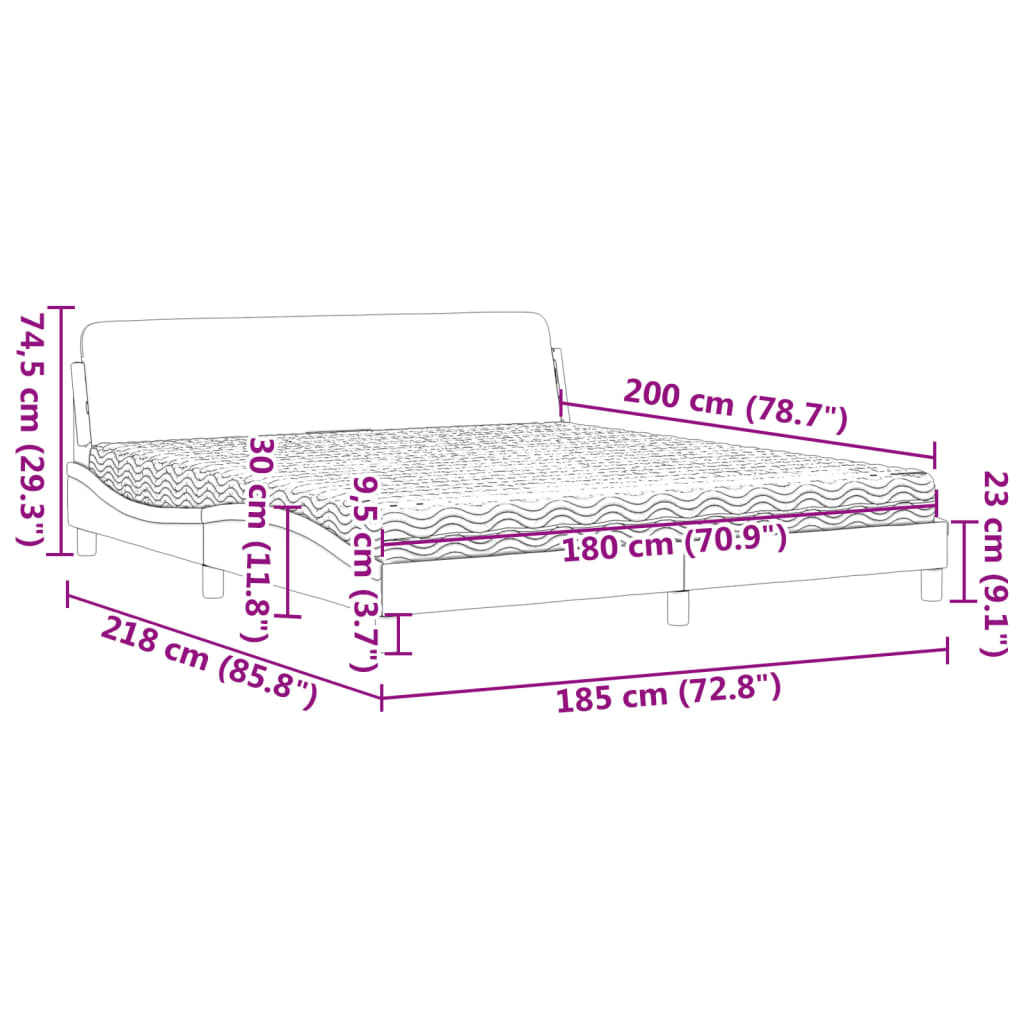 Letto con Materasso Dover Marrone Scuro 180x200cm Tessuto | homemem39