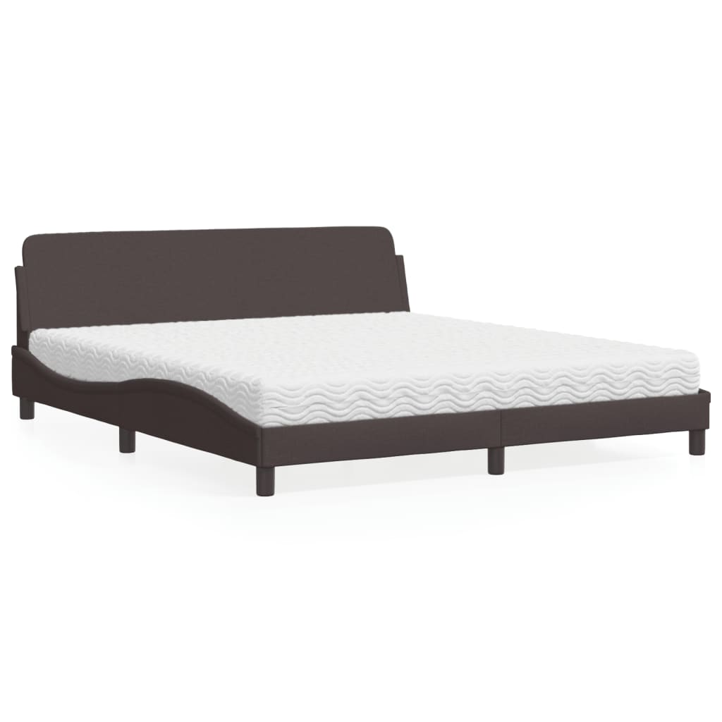 Letto con Materasso Dover Marrone Scuro 180x200cm Tessuto | homemem39