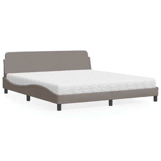 Letto con Materasso Dover Tortora 180x200 cm in Tessuto - homemem39