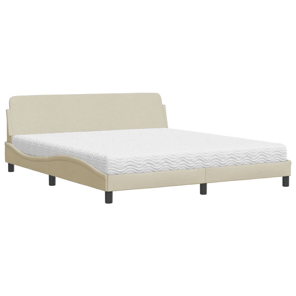 Letto con Materasso Dover Crema 180x200 cm in Tessuto | homemem39