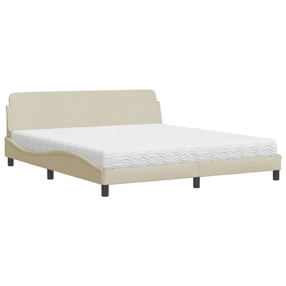 Letto con Materasso Dover Crema 180x200 cm in Tessuto | homemem39