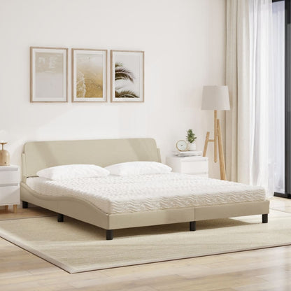 Letto con Materasso Dover Crema 180x200 cm in Tessuto | homemem39