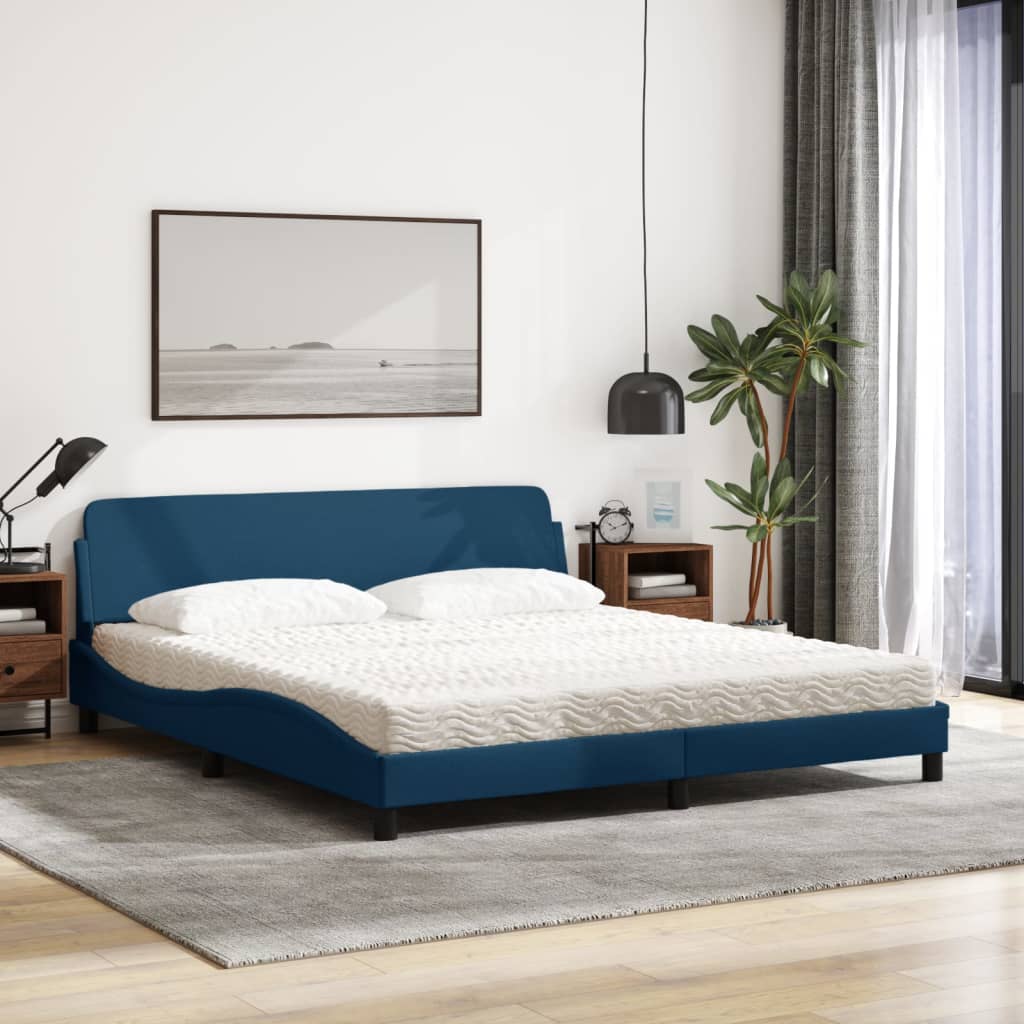Letto con Materasso Dover Blu 180x200 cm in Tessuto - homemem39