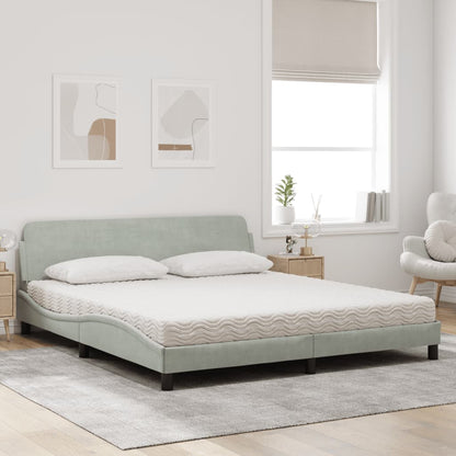 Letto con Materasso Dover Grigio Chiaro 180x200 cm in Velluto - homemem39