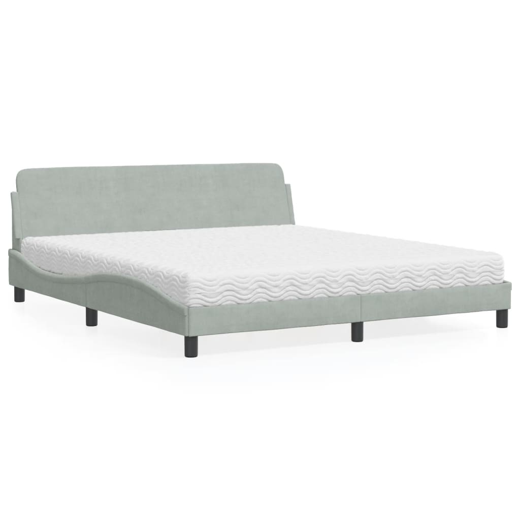 Letto con Materasso Dover Grigio Chiaro 180x200 cm in Velluto - homemem39