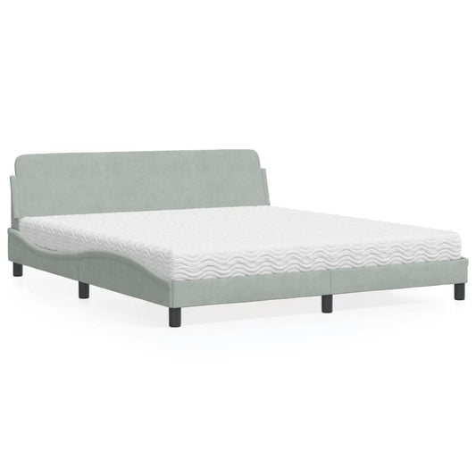 Letto con Materasso Dover Grigio Chiaro 180x200 cm in Velluto - homemem39
