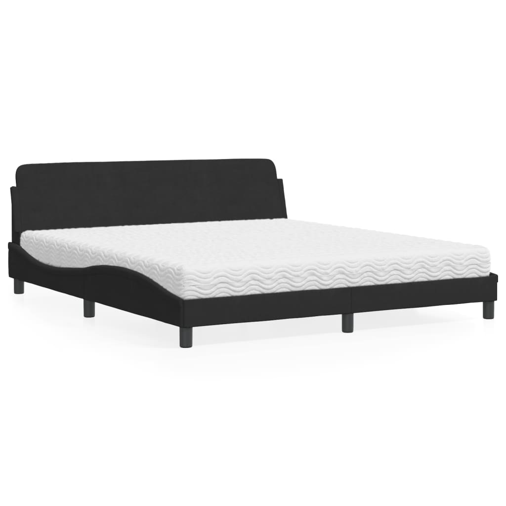Letto con Materasso Dover Nero 180x200 cm in Velluto - homemem39
