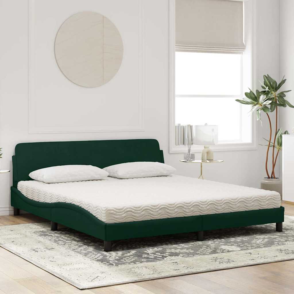 Letto con Materasso Dover Verde Scuro 180x200 cm in Velluto | homemem39